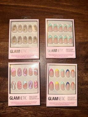 4 Sets of Glamnetic Short Almond Press On Nails